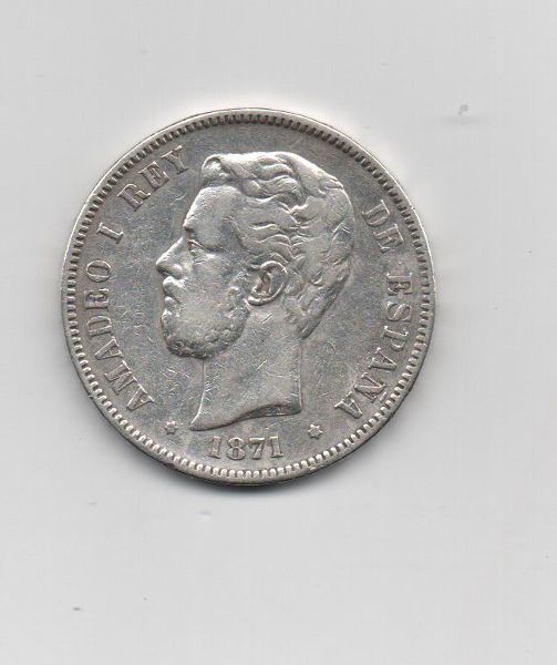 AMADEO I DEL AÑO 1871* 75 DE 5 PESETAS